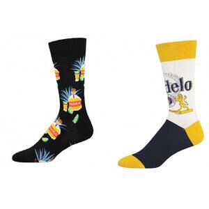 NEW SOCKSMITH men's tequila & modelo socks - set of 2 pair in multi